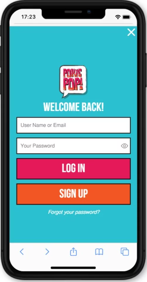 Pokie Pop Mobile Login Form