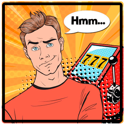 A man pondered over the background of a slot machine