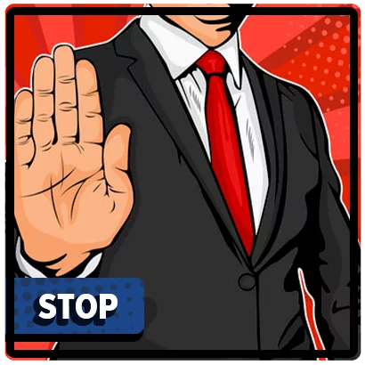 a man in a business suit asks to stop