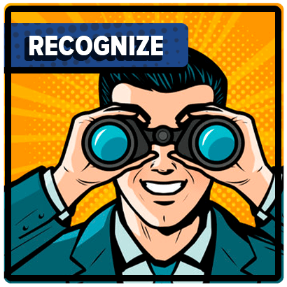 a man with binoculars trying to recognize