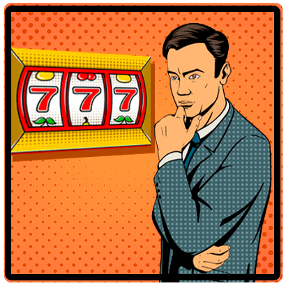 a man in a suit paused looking at the slots