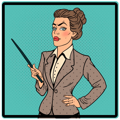 Pop art lady with a pointer