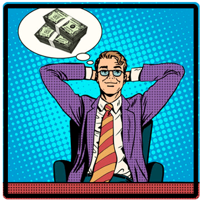 Man dreams of winning money pop art style